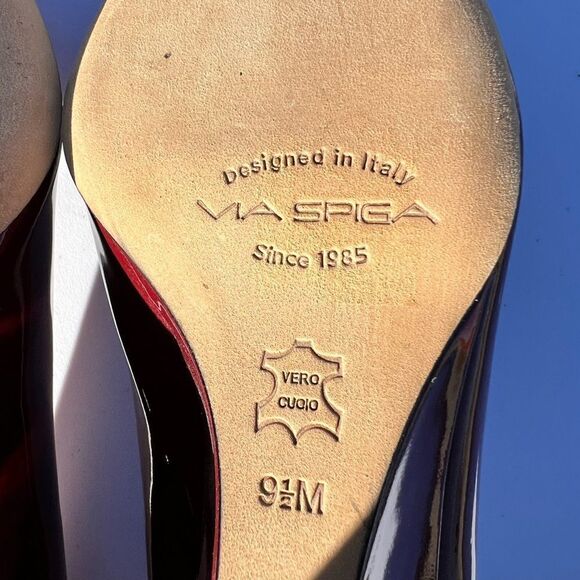 Via Spiga Red Wedge Heel Pointed Toe Shoe Size 9 1/2 - Picture 12 of 14